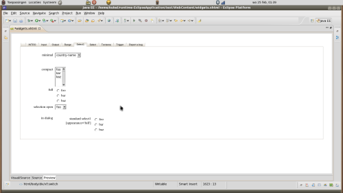 The preview in the xforms aware editor