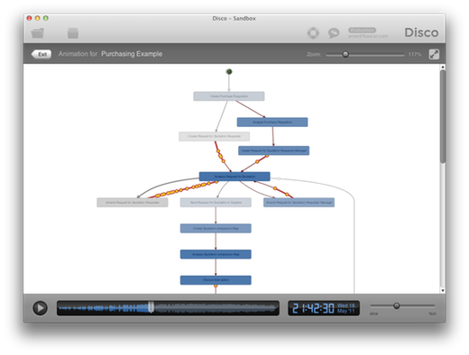 Animation brings your process to life by replaying the cases from your log in the process map