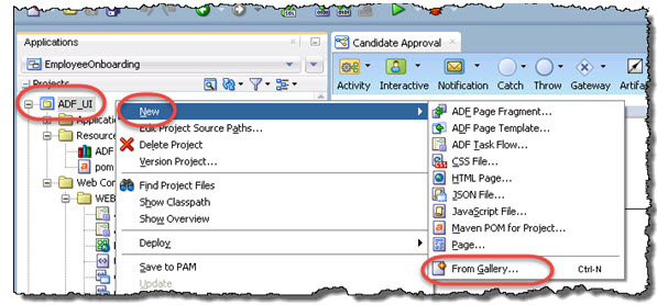 Right mouse click the ADF project