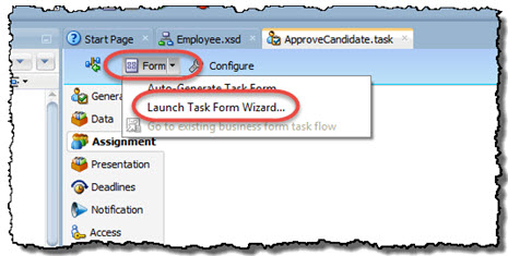 Launch Task form Wizard to Auto-generate and ADF form