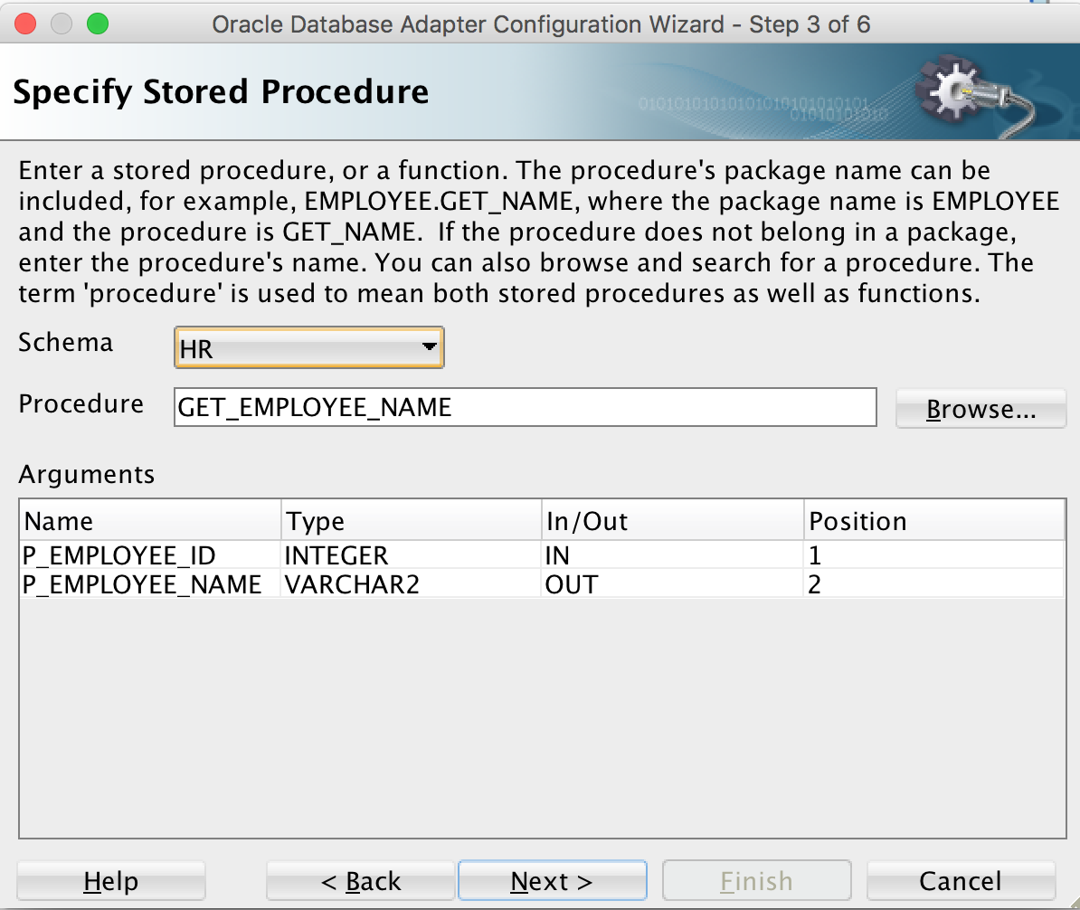Stored Procedure Selection Screenshot