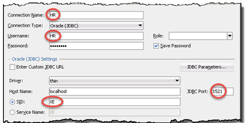 Configure the database schema's connection