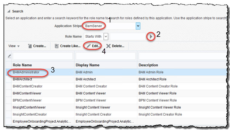 The second step in assigning LDAP groups to BAM application roles