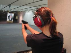 practicing at a shooting range
