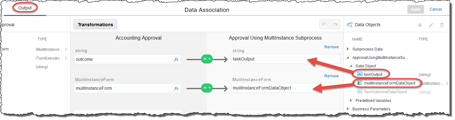 Assign the Output Data Associations