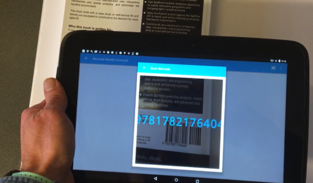 Reading the ISBN code of a book using the camera as a barcode scanner.