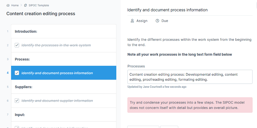 Content creation - document and identify process information
