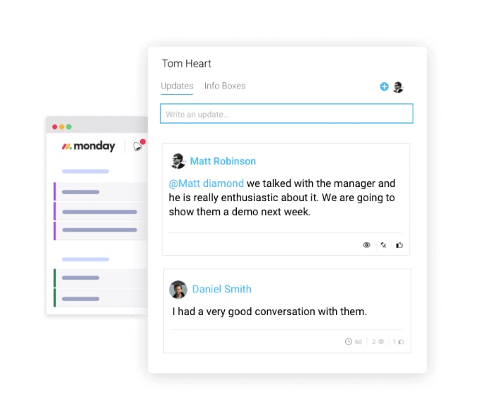 Comments and tags make team communication easy on monday.com