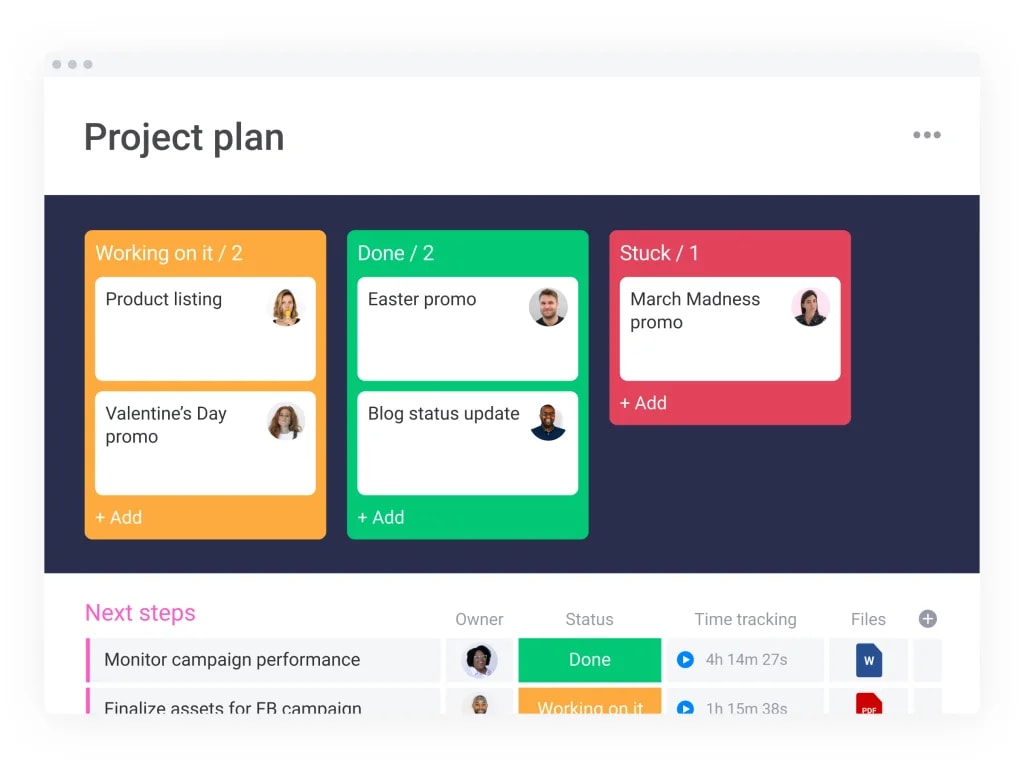 Kanban board for marketing campaigns on monday.com