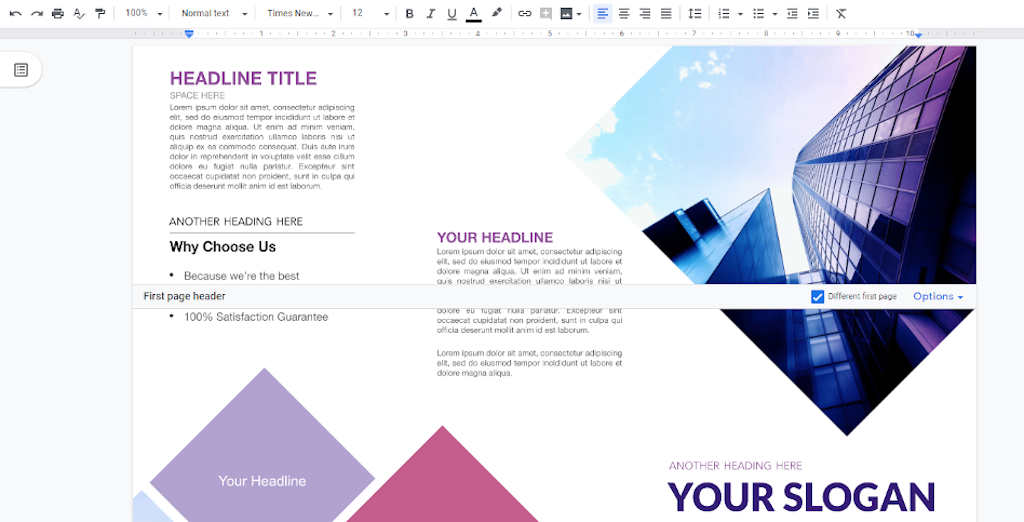 Google Docs Templates - Business trifold brochure