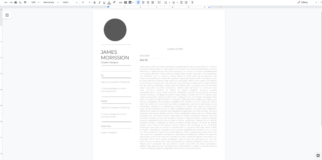Google Docs Template - Minimalist Cover Letter