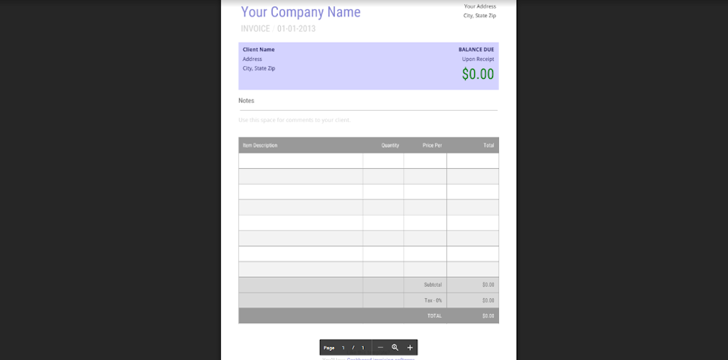 Google Docs Templates - Basic Invoice