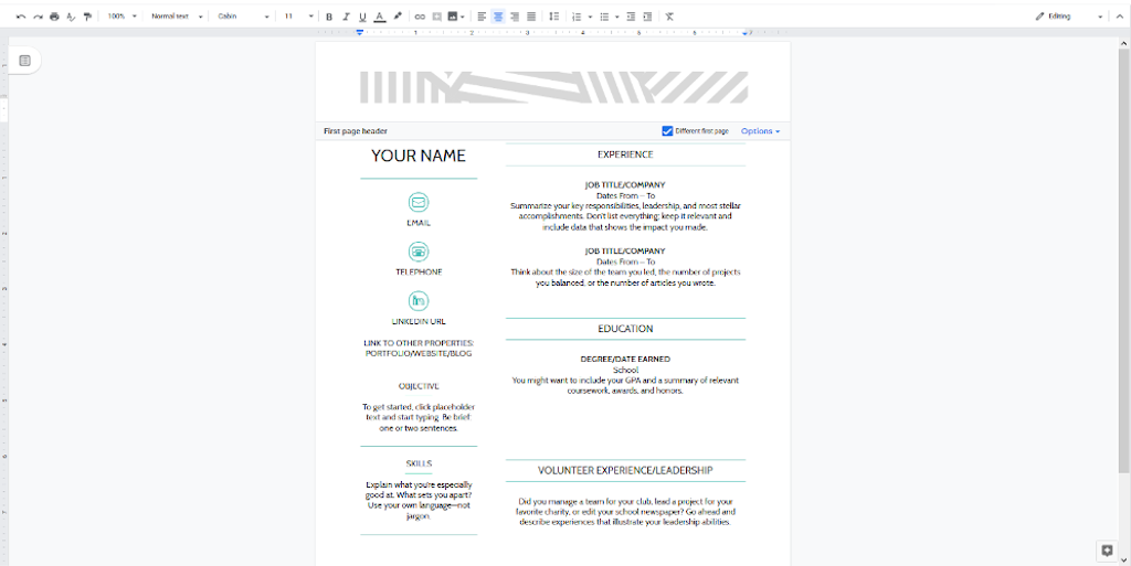 Google Docs Templates - Moo Resume
