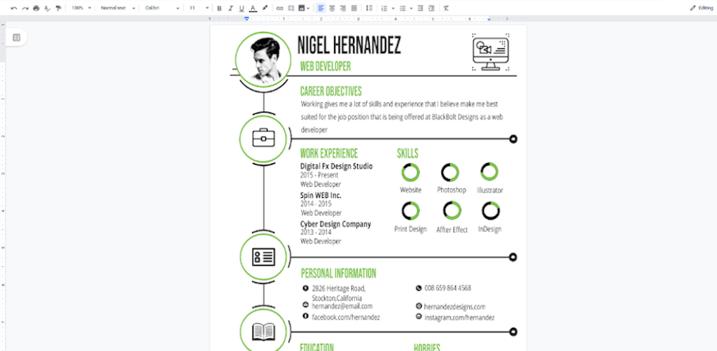 Google Docs Templates - Minimalist Infographic Resume