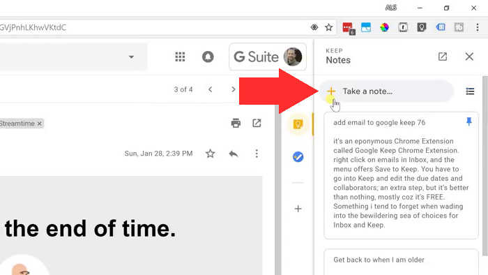 take note keep in gmail