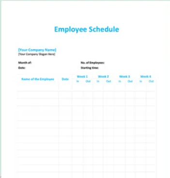 Employee Schedule Template Example
