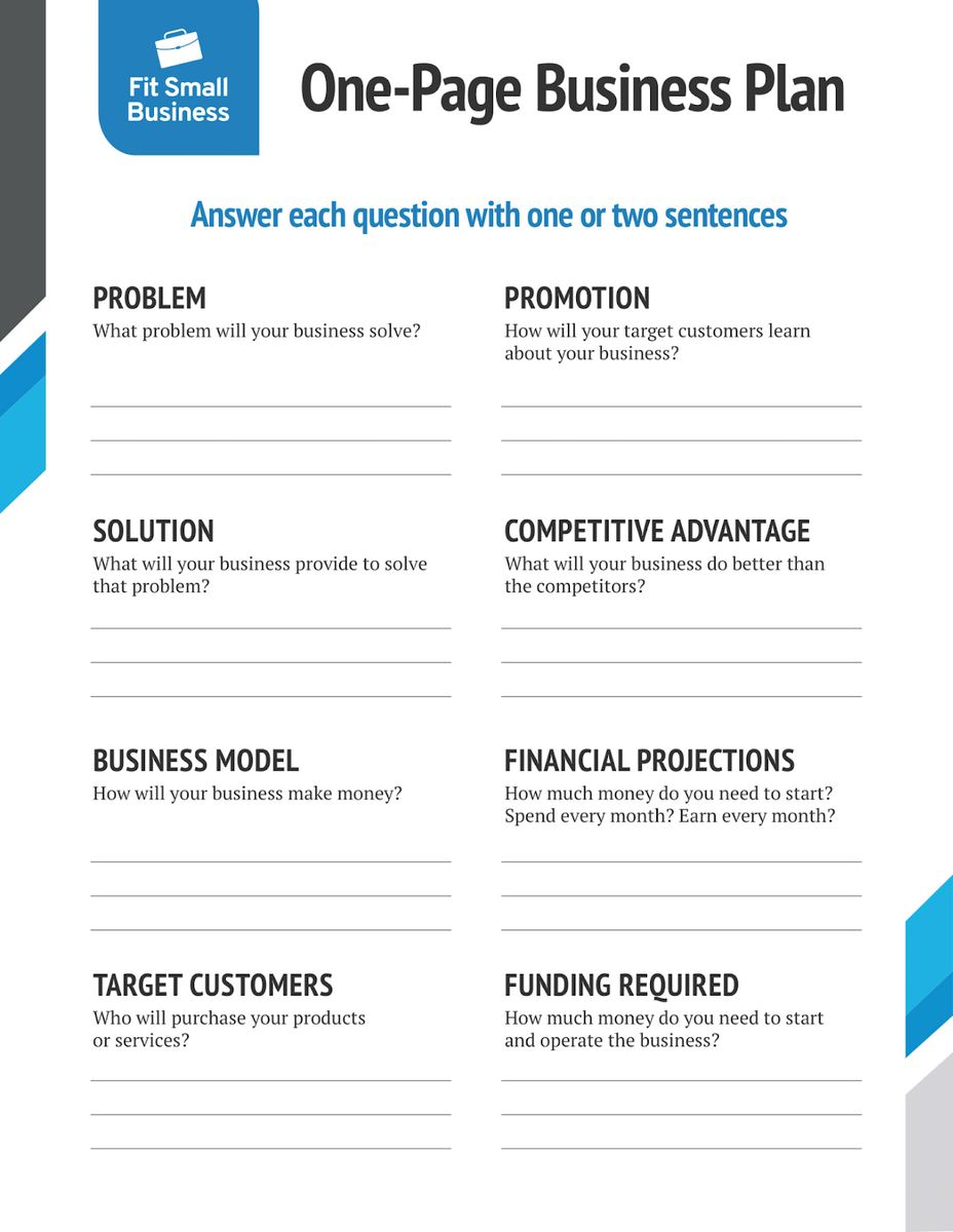 Example of business plan template for small business