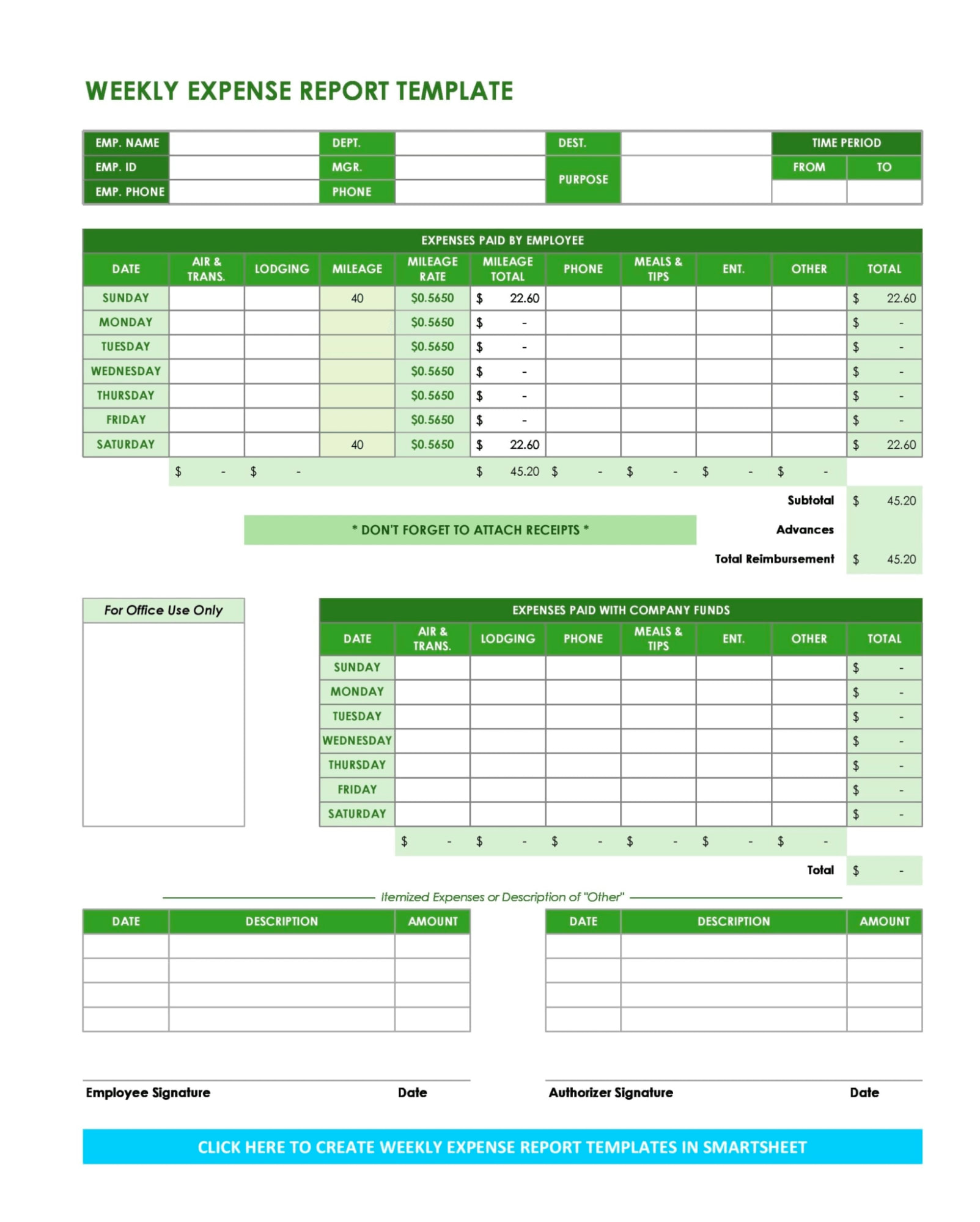 excel template for business expenses