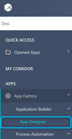 App Designer | Comidor Platform