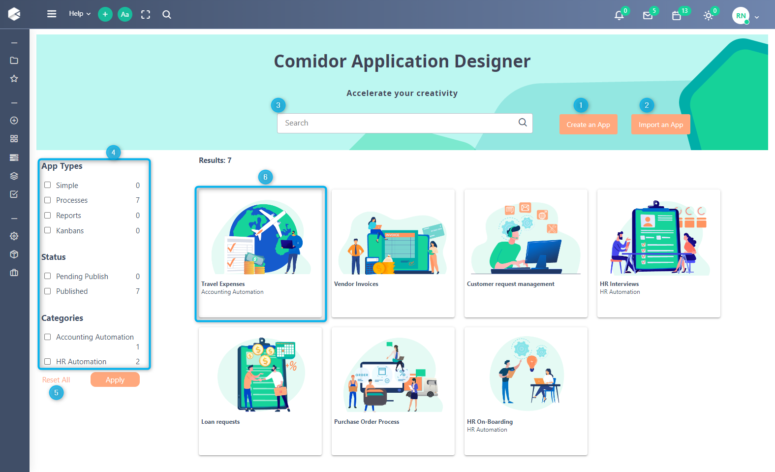 App Designer sequential table | Comidor Platform