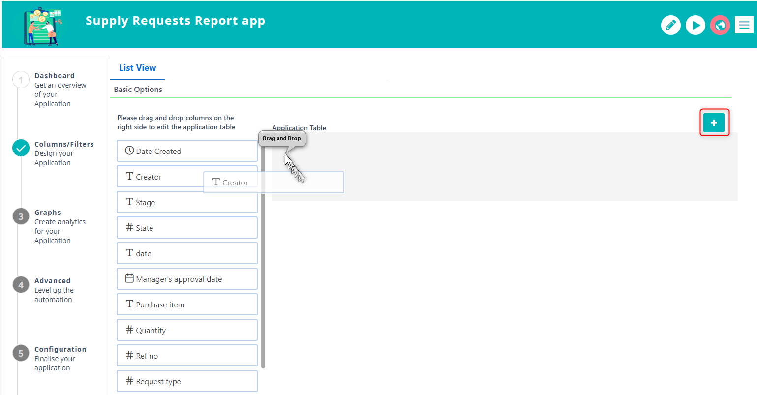 Report App table view | Comidor Platform