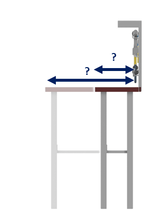 The distance on an ergonomic workbench for placing an object