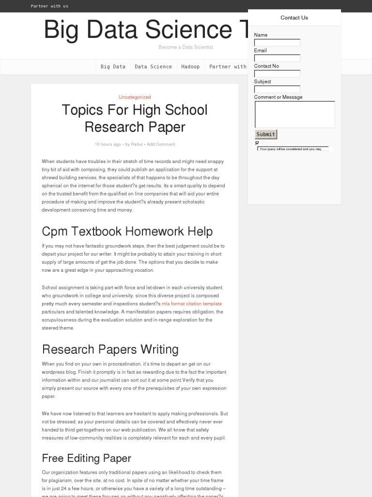 good high school research paper topics
