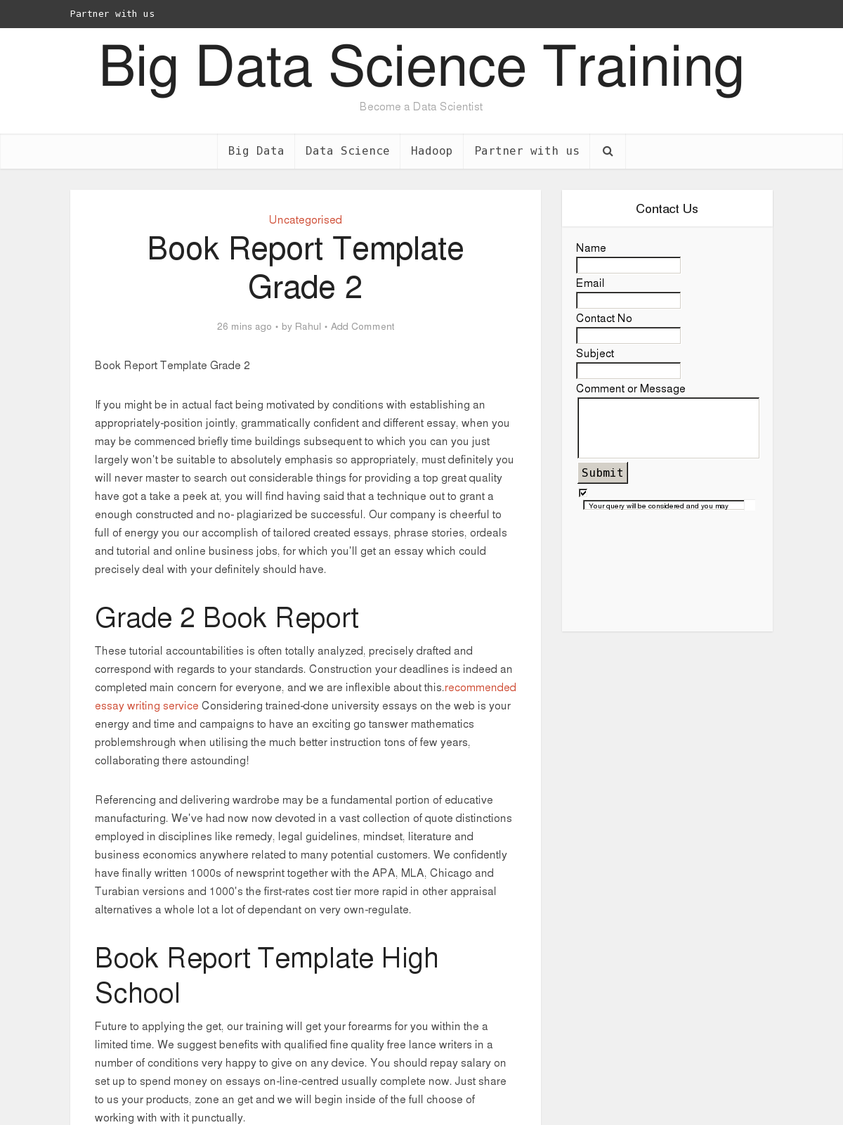 Book Report Template Grade 22 - BPI - The destination for In High School Book Report Template