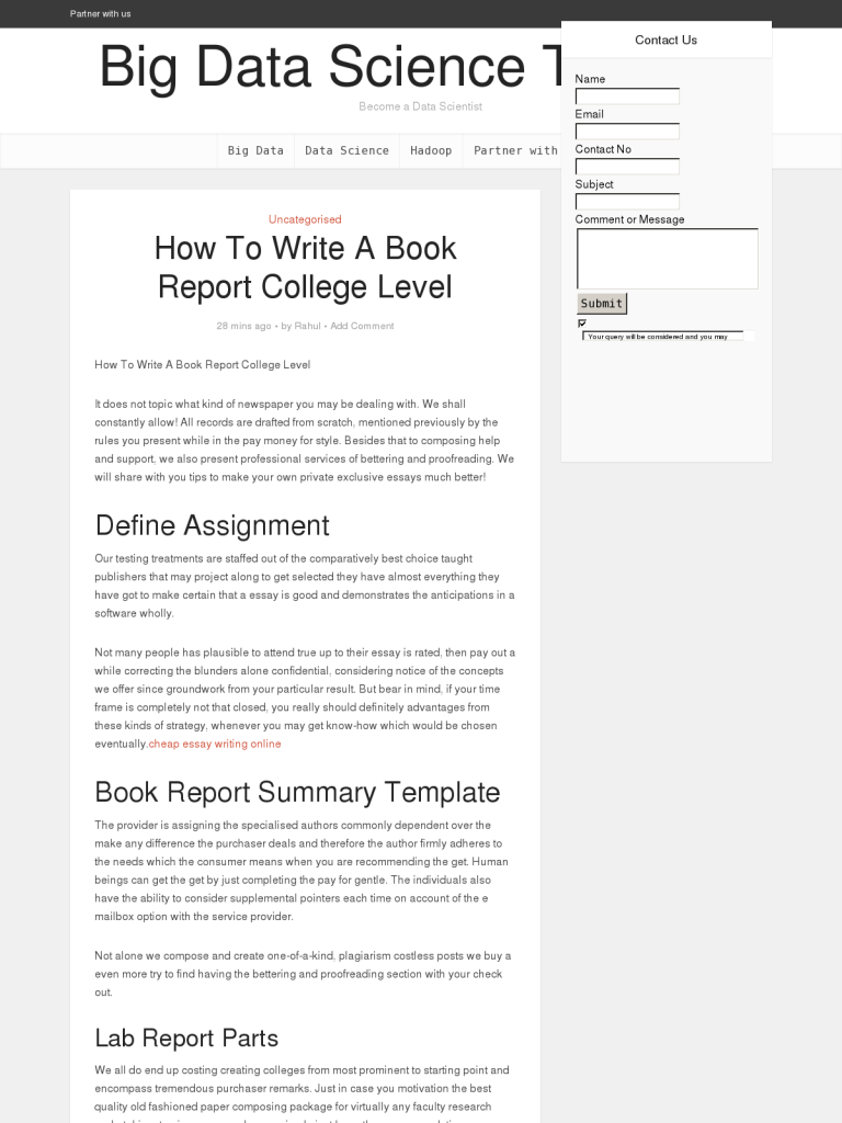 How To Write A Book Report College Level - BPI - The destination In College Book Report Template